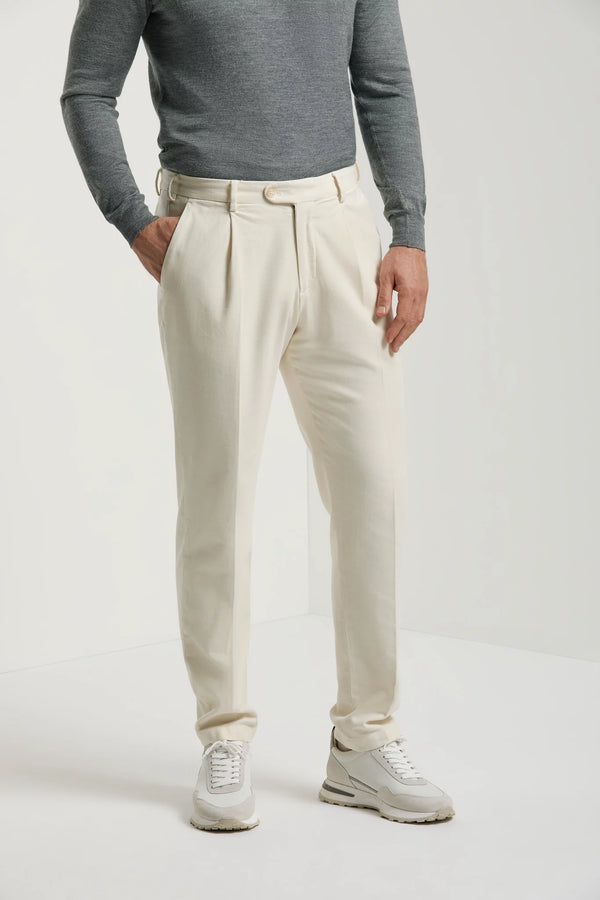 Pini Parma made in italy men off white cotton and silk trousers