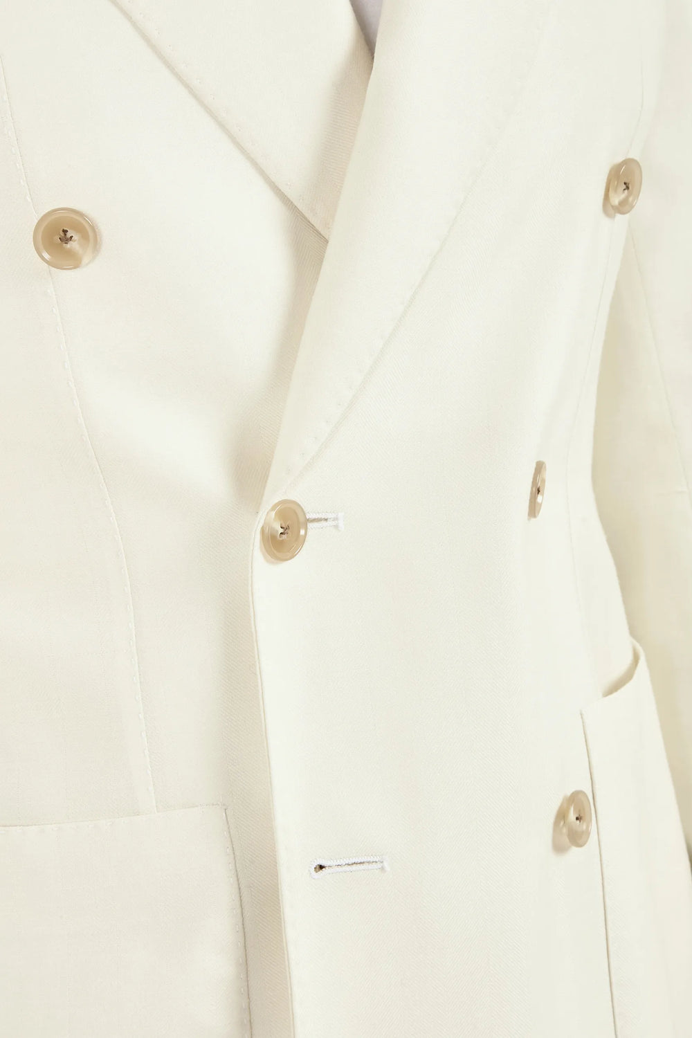 Men Pini Parma off-white double breasted jacket made in italy in wool, silk and linen 