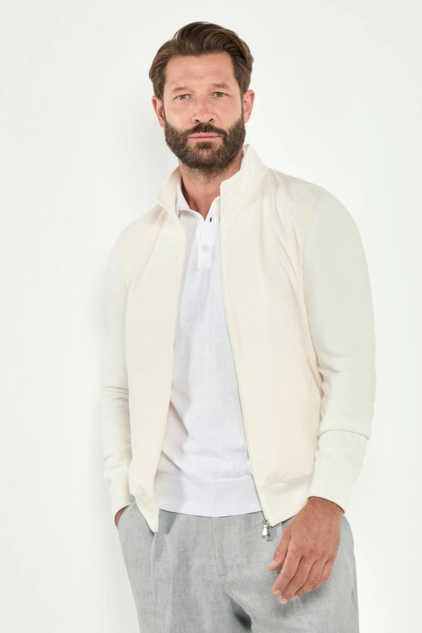 Men Pini Parma off-white bomber jacket made in italy in nylon and cotton 