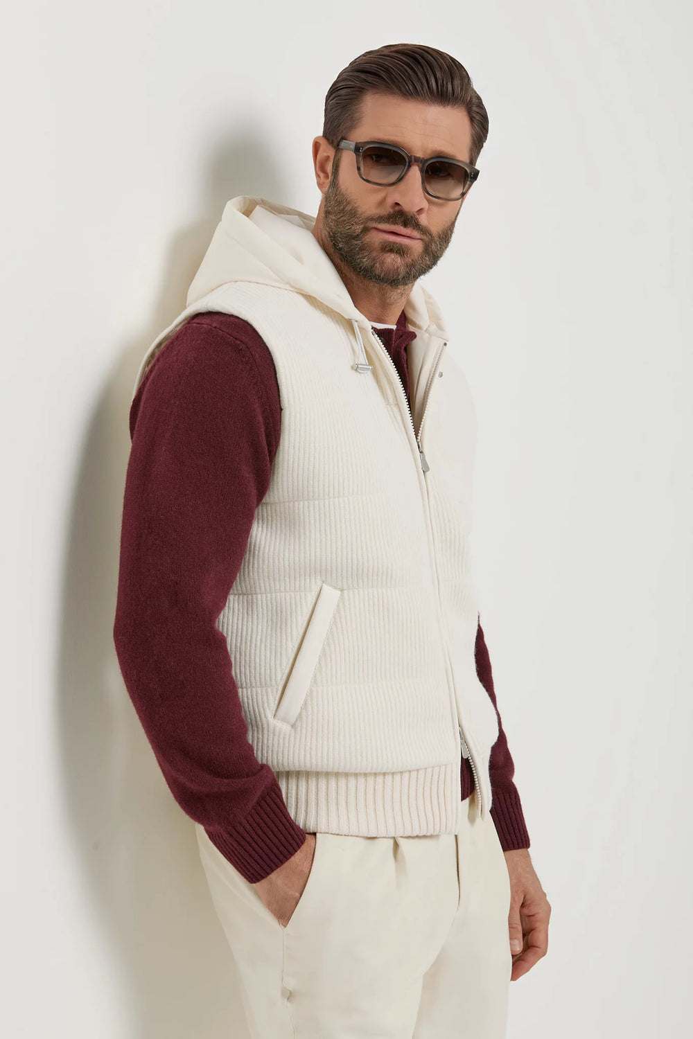 Pini Parma made in italy men off white knitted vest
