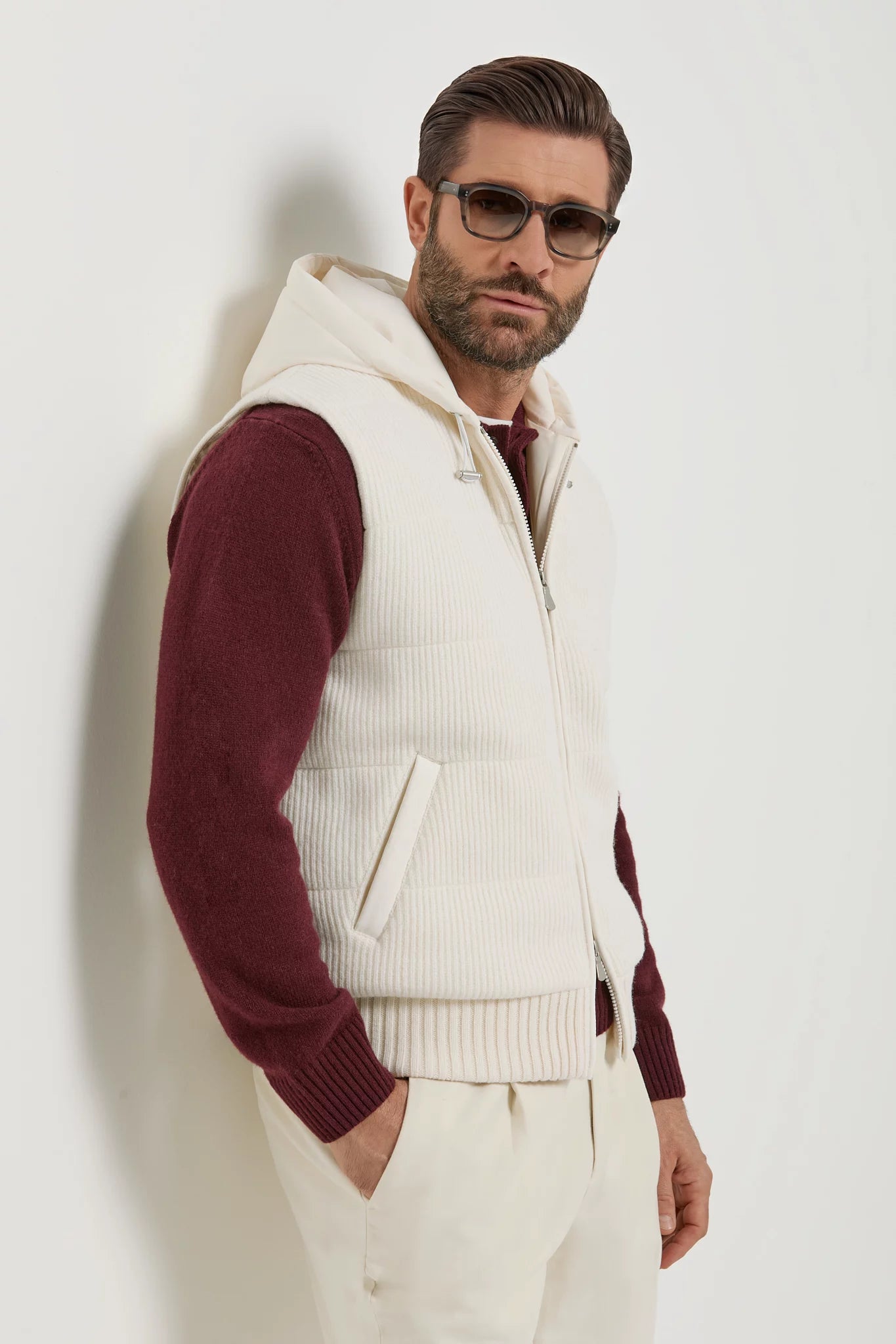 Pini Parma made in italy men off white knitted vest