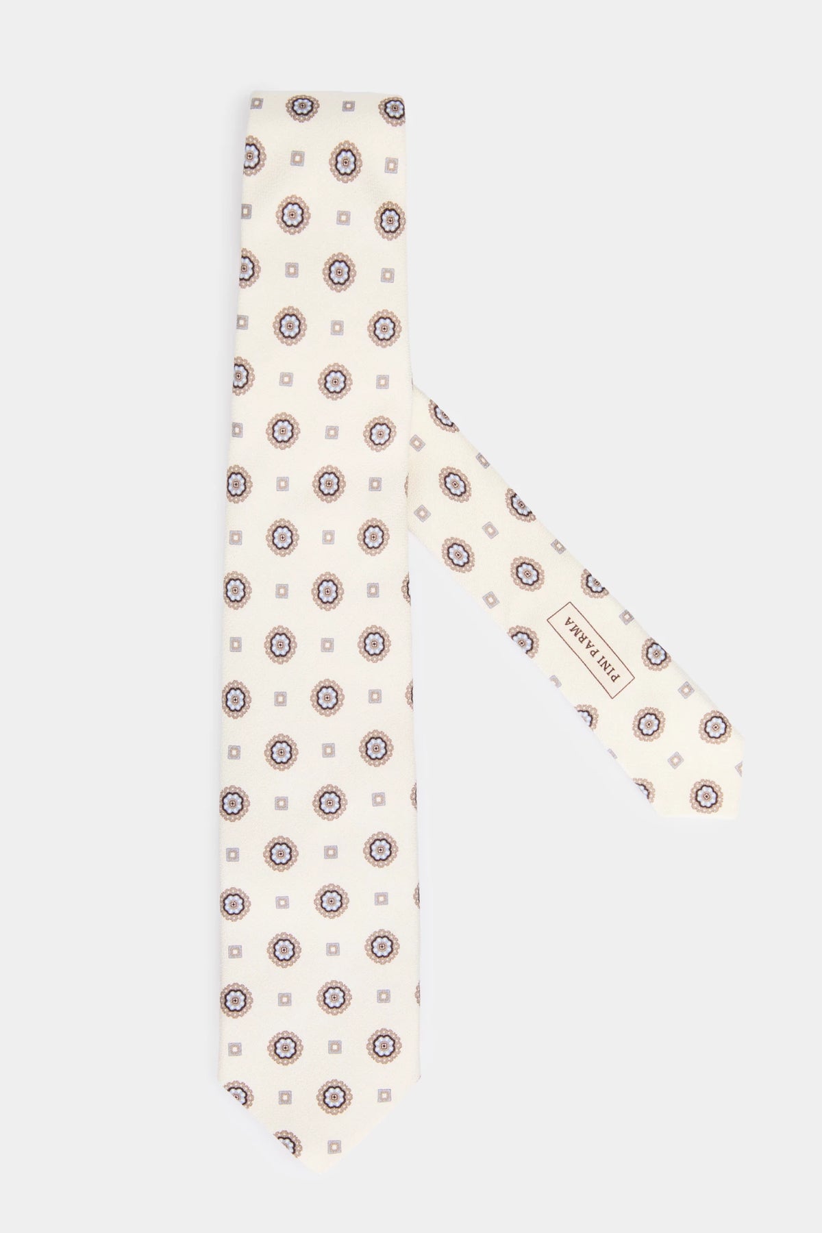 men pini parma off white tie made in italy with flower pattern 
