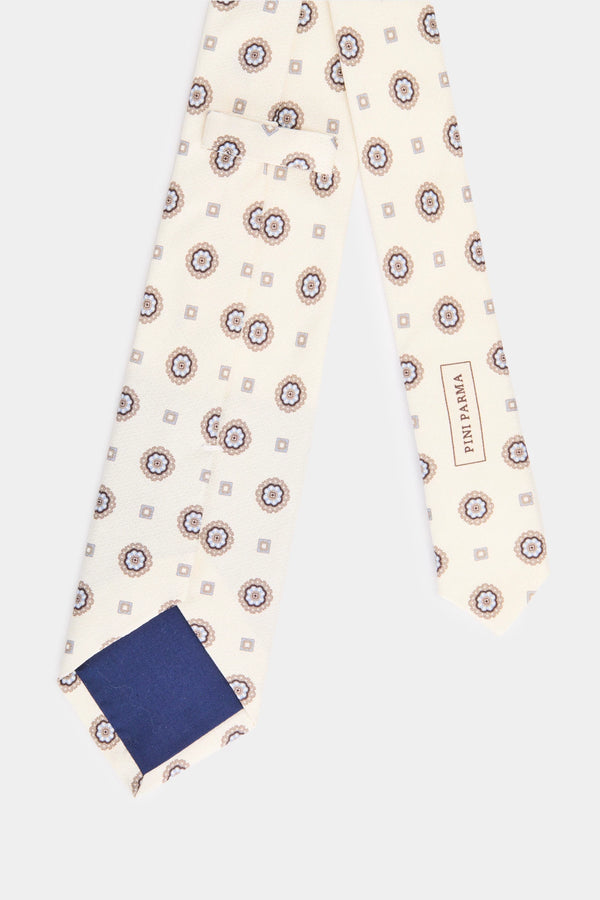 men pini parma off white tie made in italy with flower pattern 