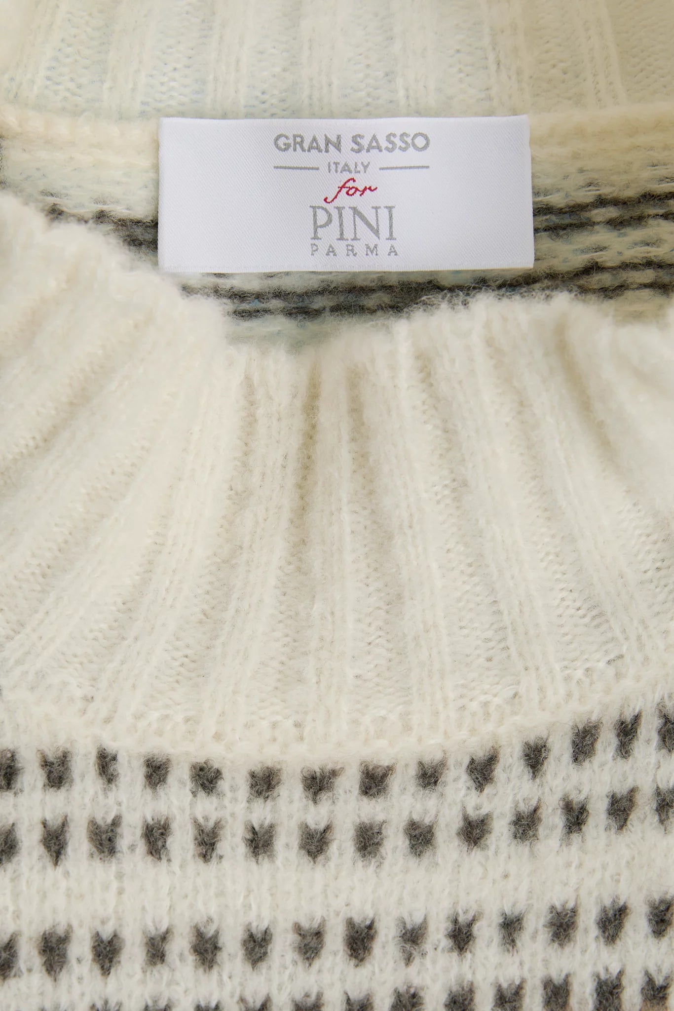 Men Pini Parma off-white mock neck made in italy in wool by gran sasso 