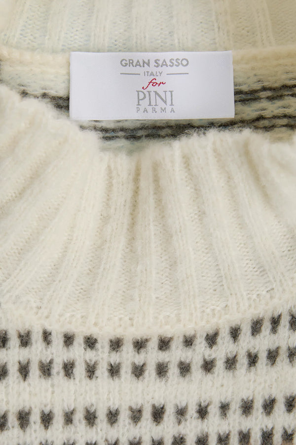 Men Pini Parma off-white mock neck made in italy in wool by gran sasso 