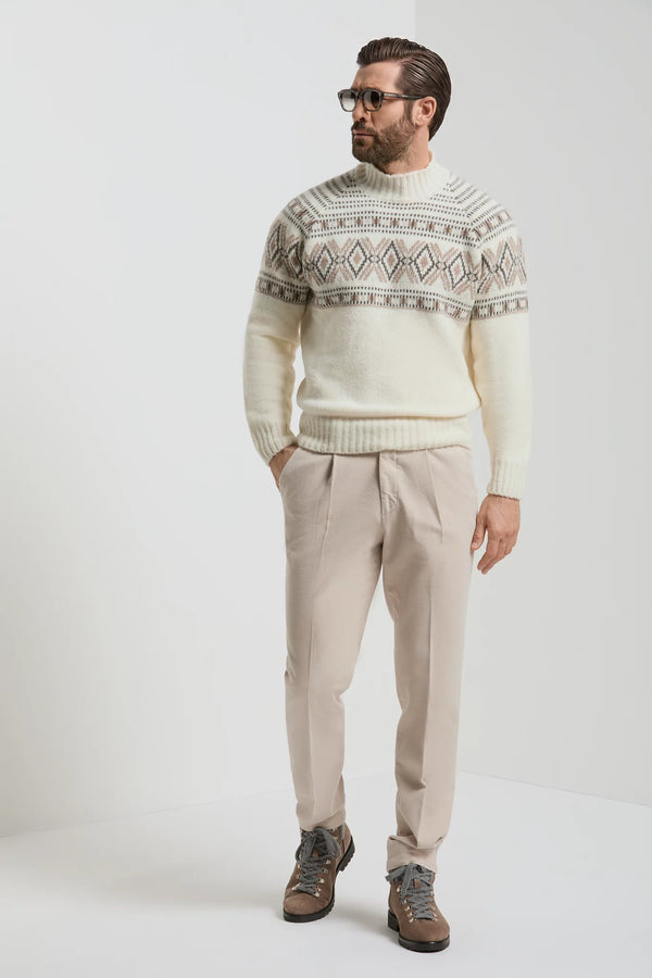 Men Pini Parma off-white mock neck made in italy in wool by gran sasso 