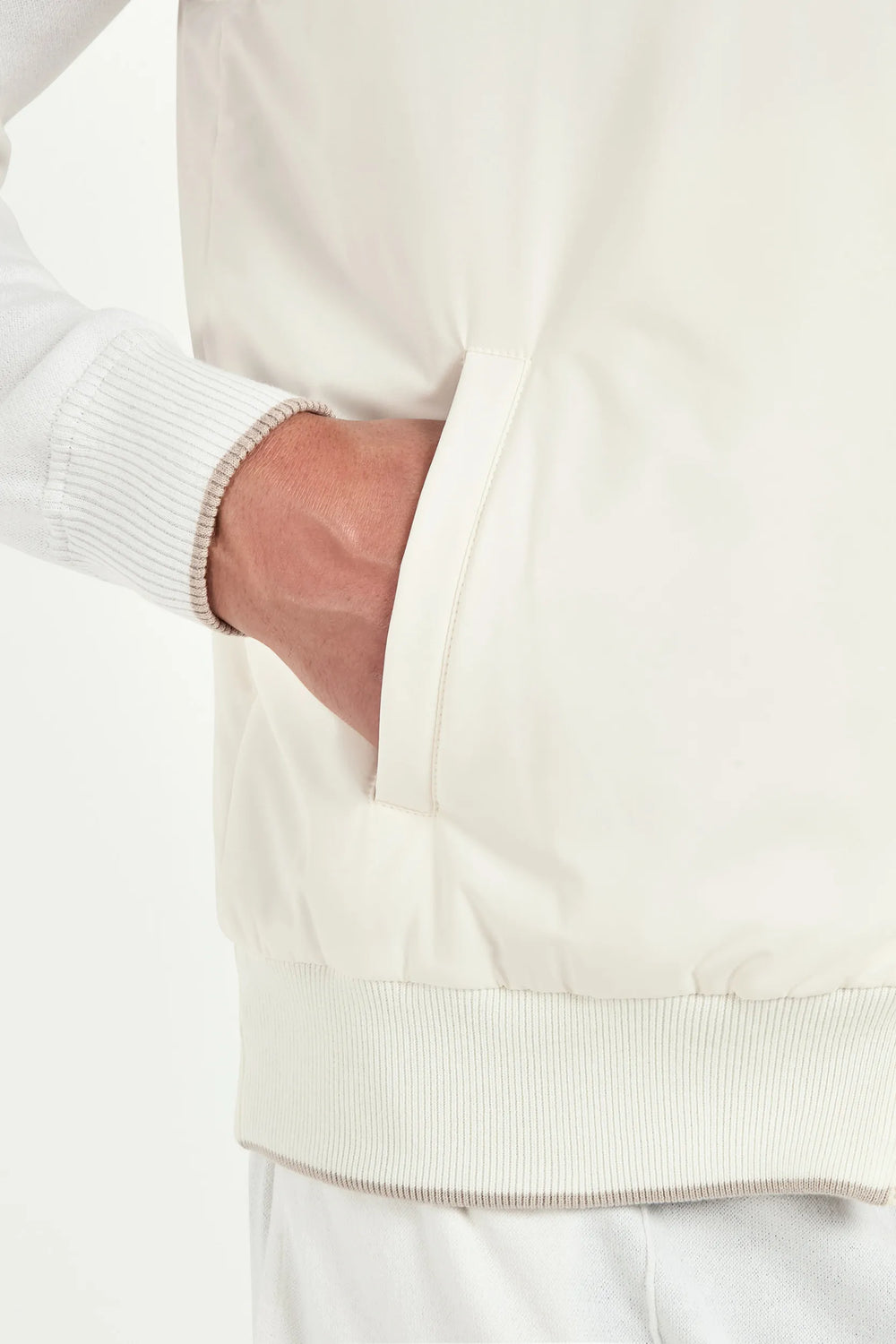 off white nylon vest, men's off white vest, italian nylon vest, off white sleeveless jacket, luxury men's vest, elegant men's outerwear, refined nylon vest, tailored off white vest, premium italian vest, sophisticated men's vest, timeless italian vest, upscale men's nylon vest, classic off white vest, italian craftsmanship vest, premium men's sleeveless vest, refined italian nylon vest