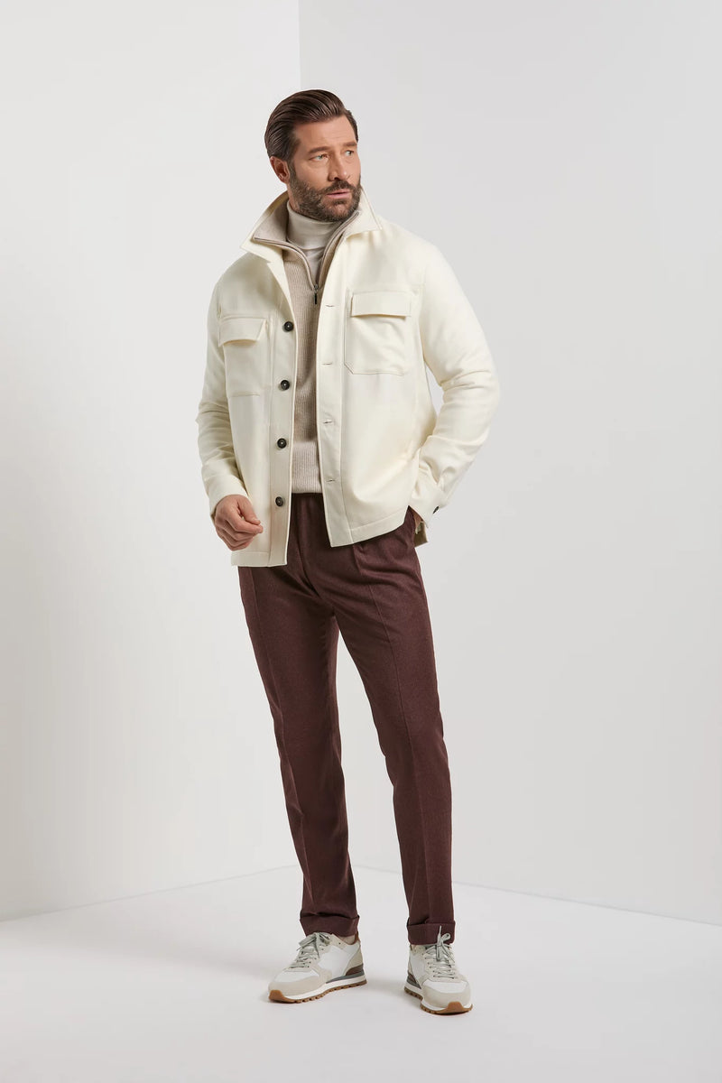 men pini parma off-white shirt jacket made in italy in wool and cashmere