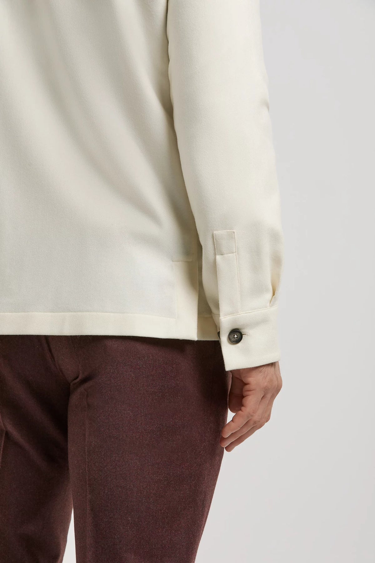 men pini parma off-white shirt jacket made in italy in wool and cashmere