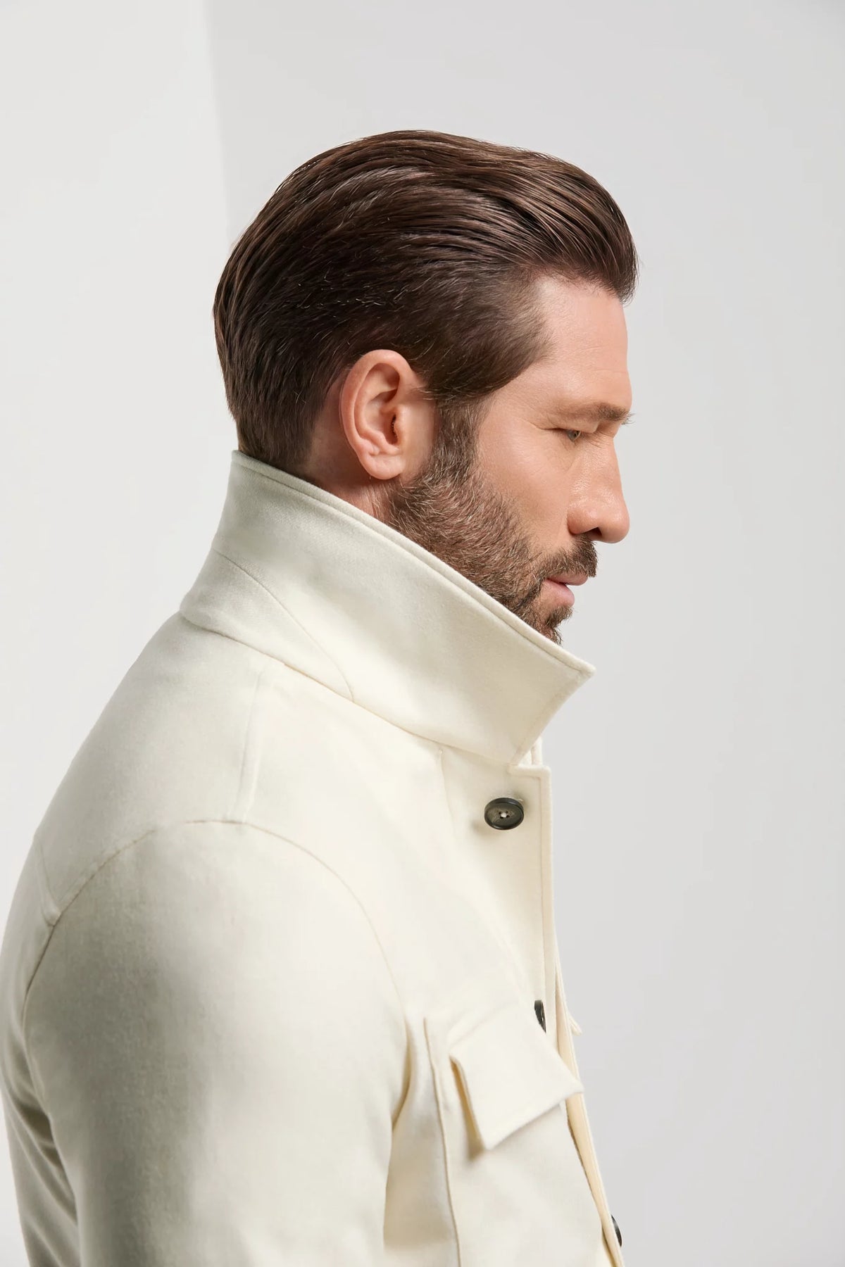 men pini parma off-white shirt jacket made in italy in wool and cashmere