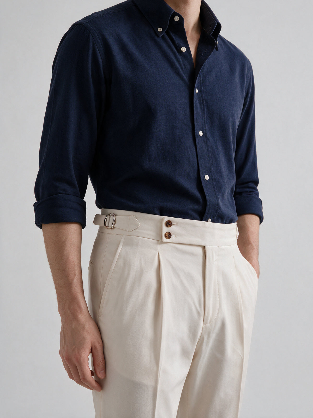 Pantalon Soragna en coton Blanc cassé - Made in Italy