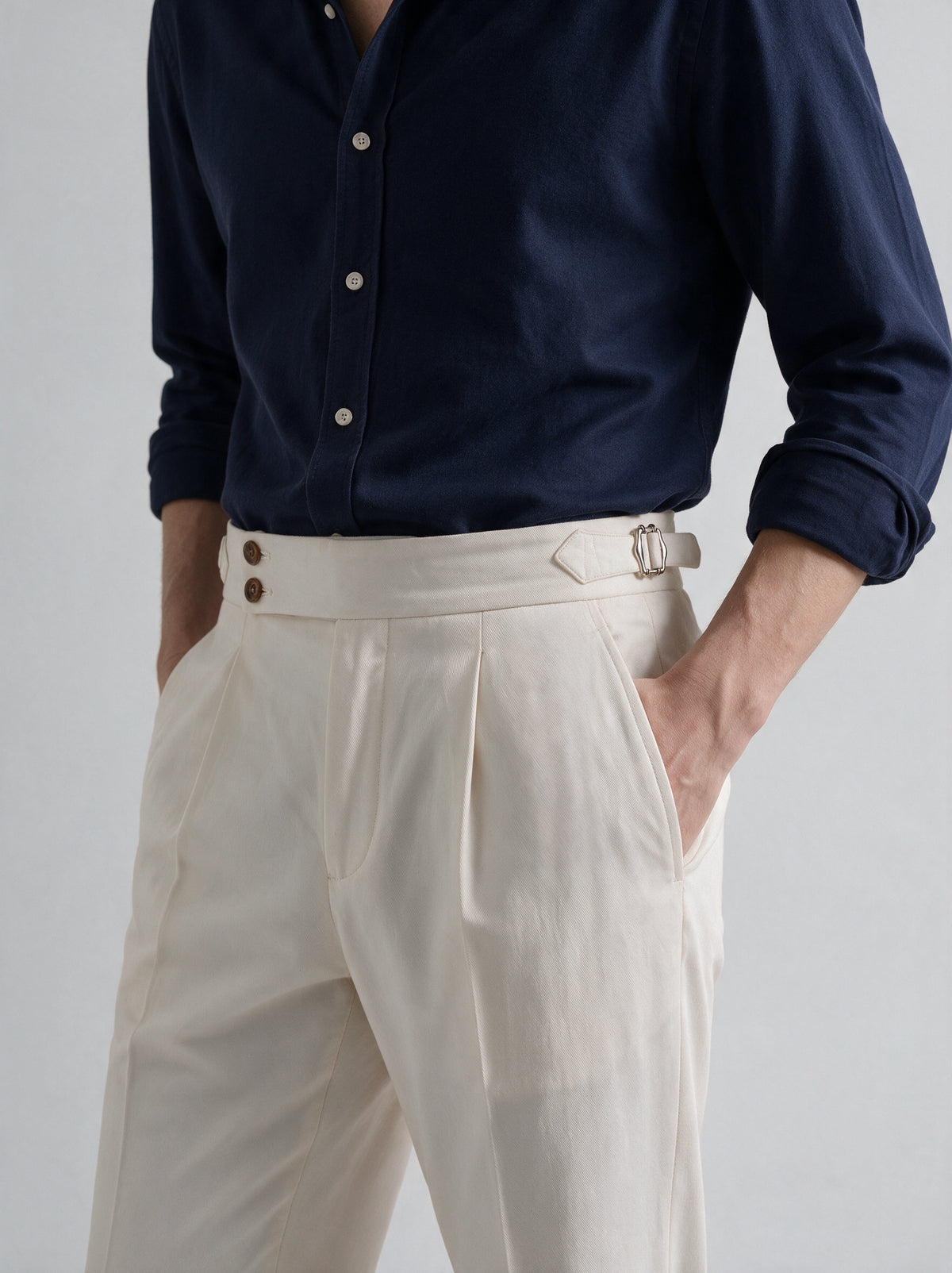 Pantalon Soragna en coton Blanc cassé - Made in Italy