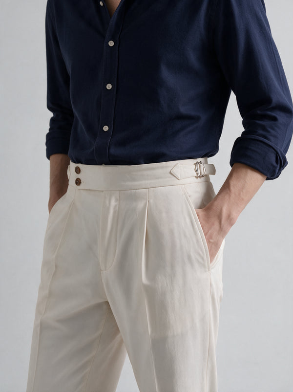 Off-white cotton Soragna trousers - Made in Italy