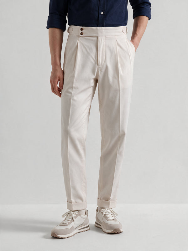 Off-white cotton Soragna trousers - Made in Italy