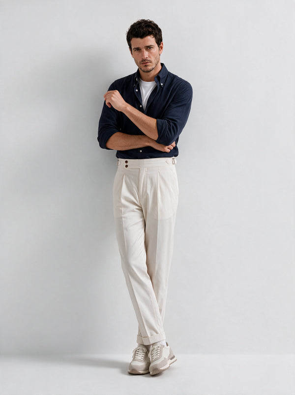 Off-white cotton Soragna trousers - Made in Italy