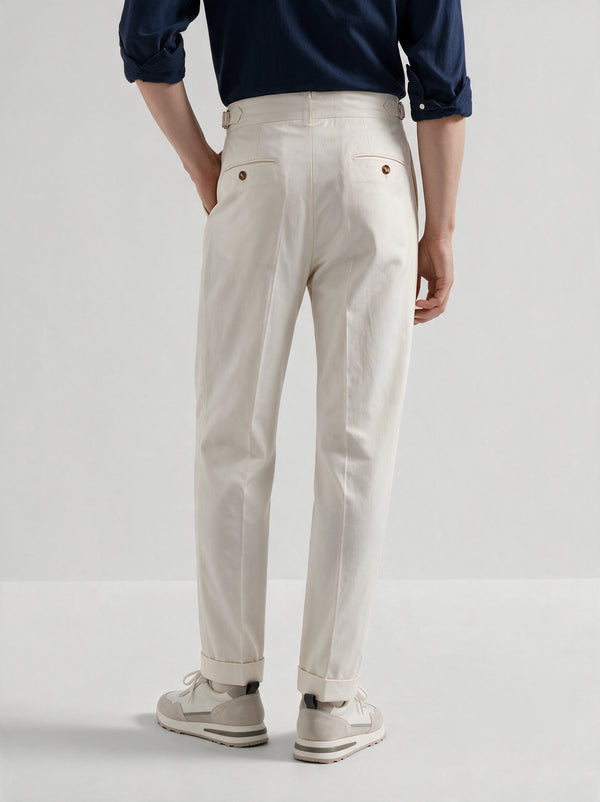 Off-white cotton Soragna trousers - Made in Italy