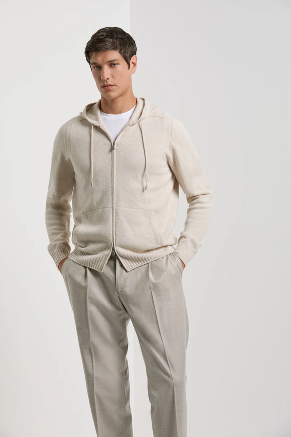 Felpa Off-white con cappuccio in maglia - Made in Italy