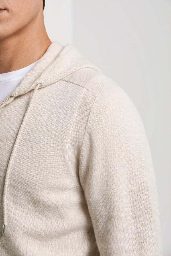Felpa Off-white con cappuccio in maglia - Made in Italy