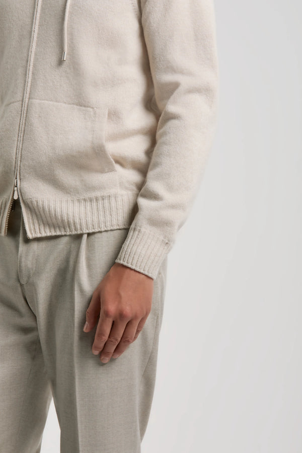 Felpa Off-white con cappuccio in maglia - Made in Italy