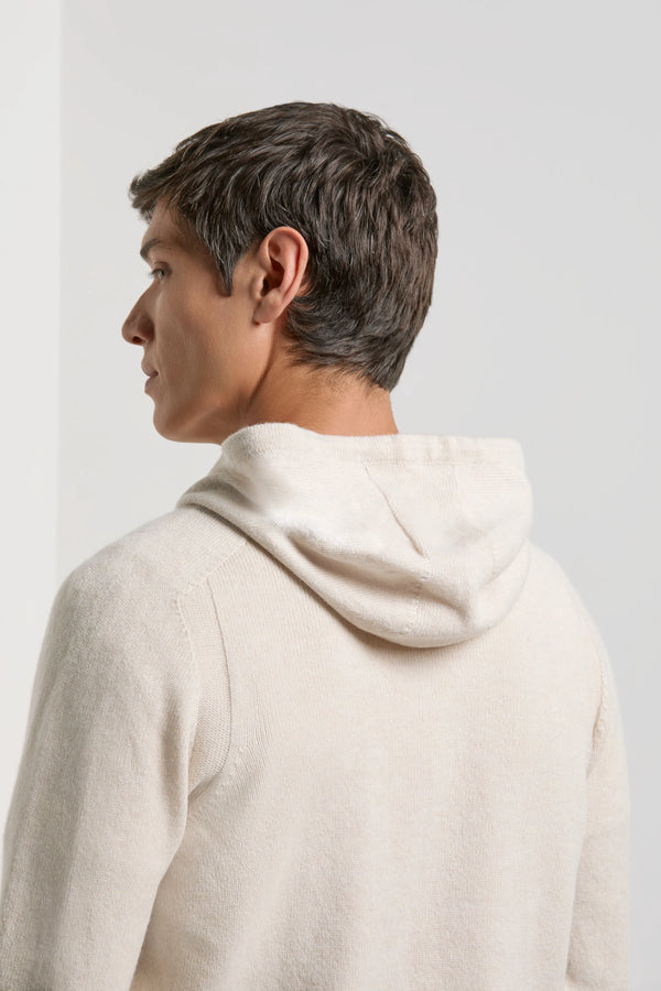 Felpa Off-white con cappuccio in maglia - Made in Italy