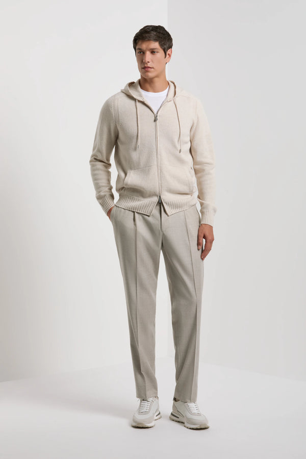 Felpa Off-white con cappuccio in maglia - Made in Italy