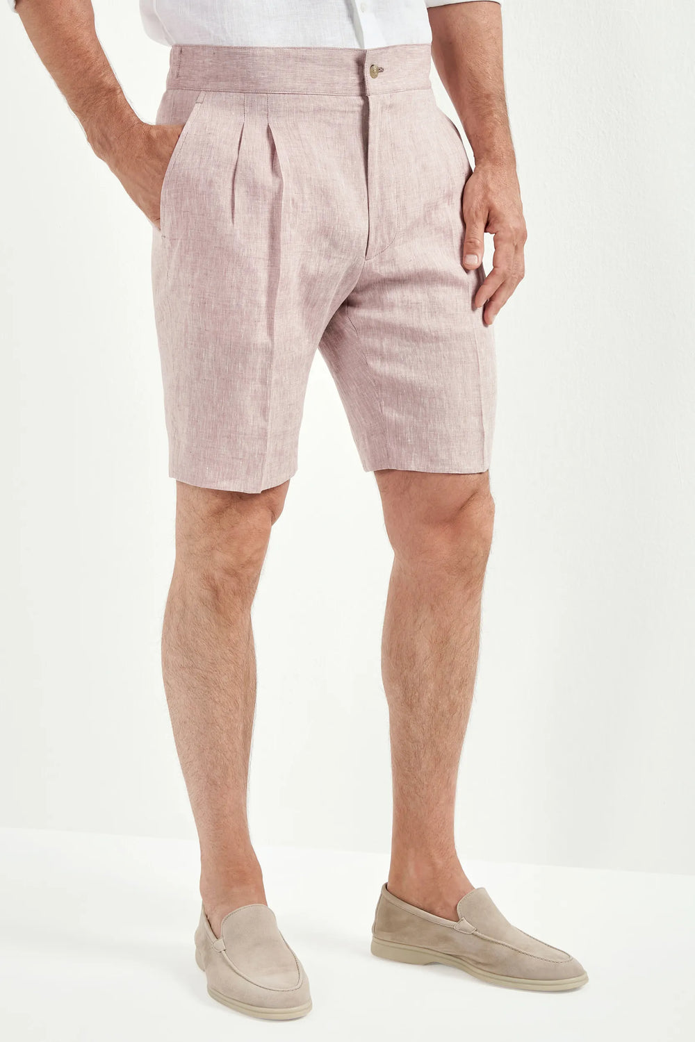 Men Pini Parma pink relaxed shorts made in italy in 100% linen 