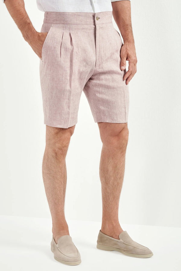 Men Pini Parma pink relaxed shorts made in italy in 100% linen 
