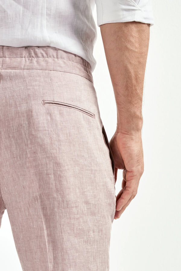 Men Pini Parma pink relaxed shorts made in italy in 100% linen 