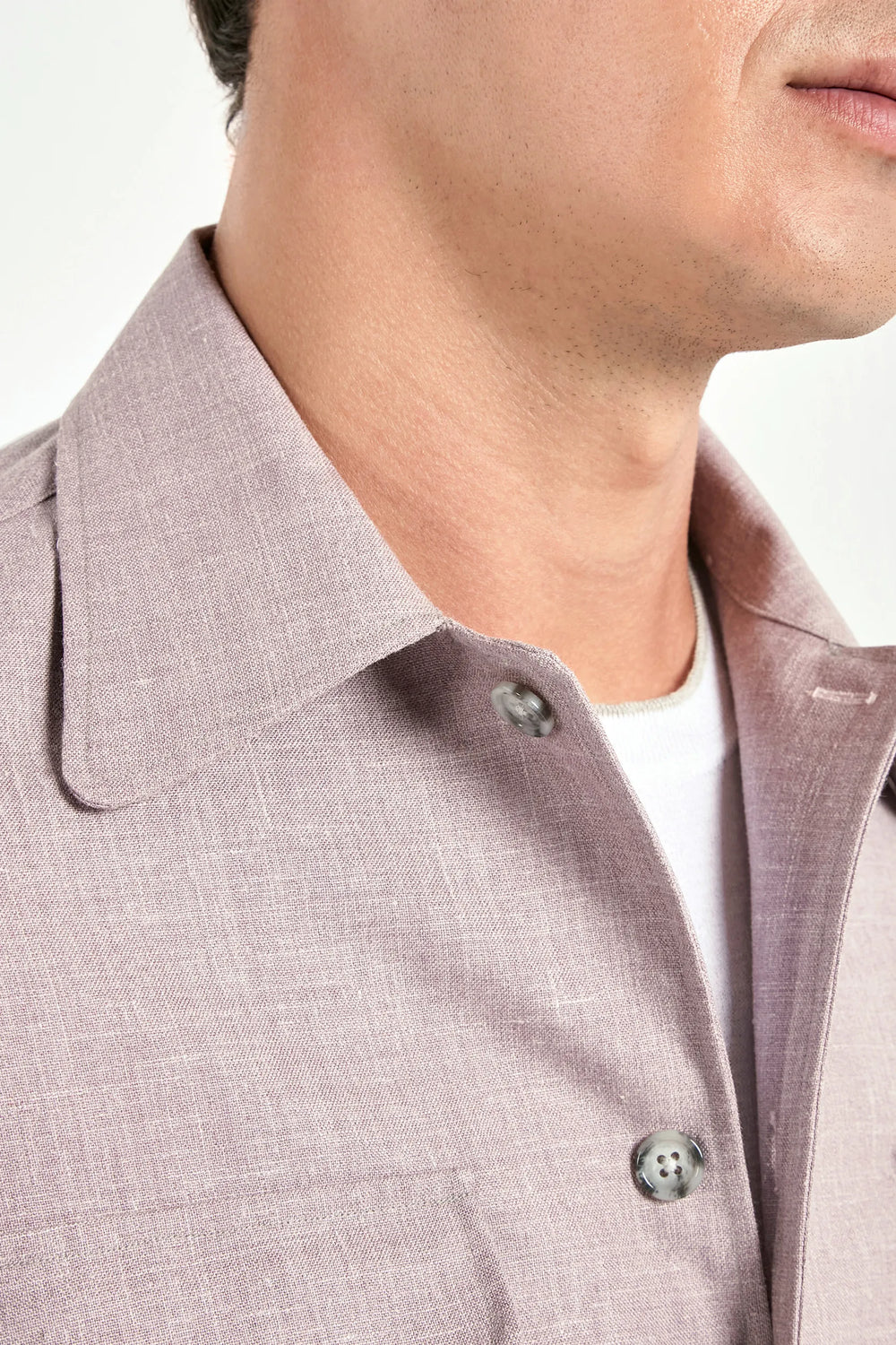 Men Pini Parma pink overshirt made in italy in wool, silk and linen 