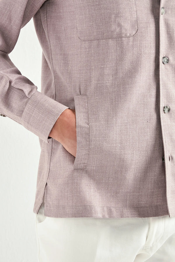 Men Pini Parma pink overshirt made in italy in wool, silk and linen 