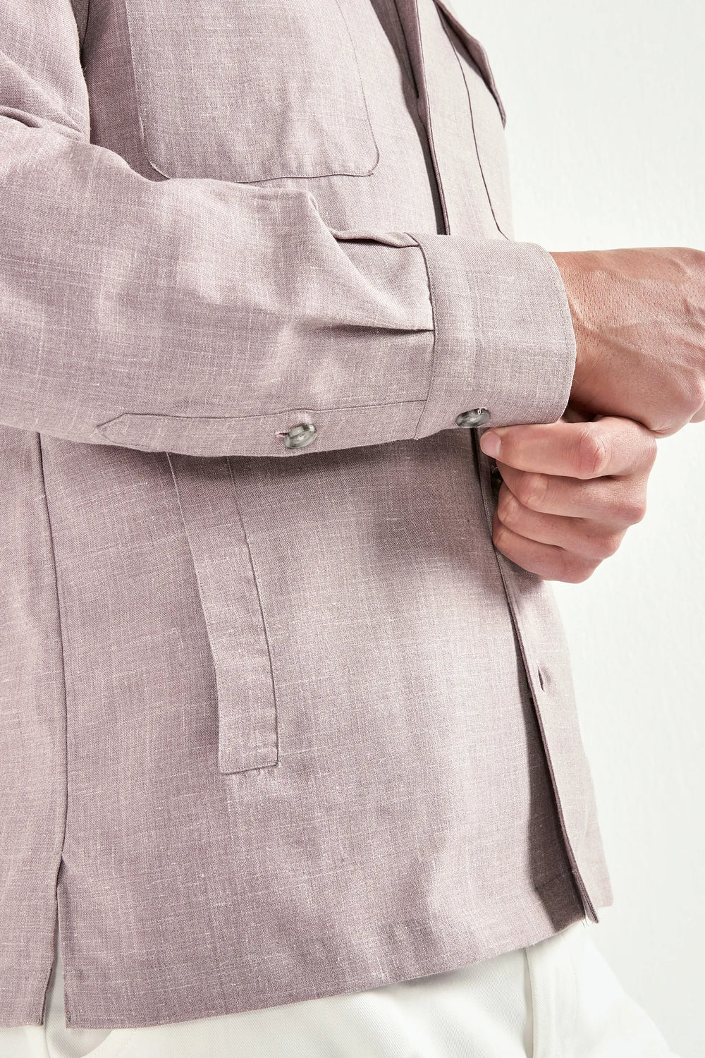 Men Pini Parma pink overshirt made in italy in wool, silk and linen 