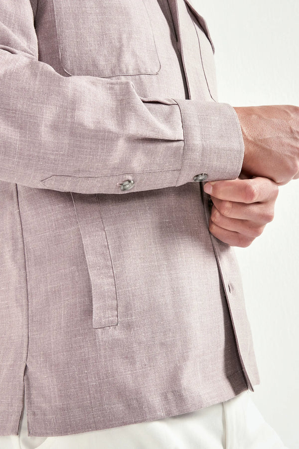 Men Pini Parma pink overshirt made in italy in wool, silk and linen 