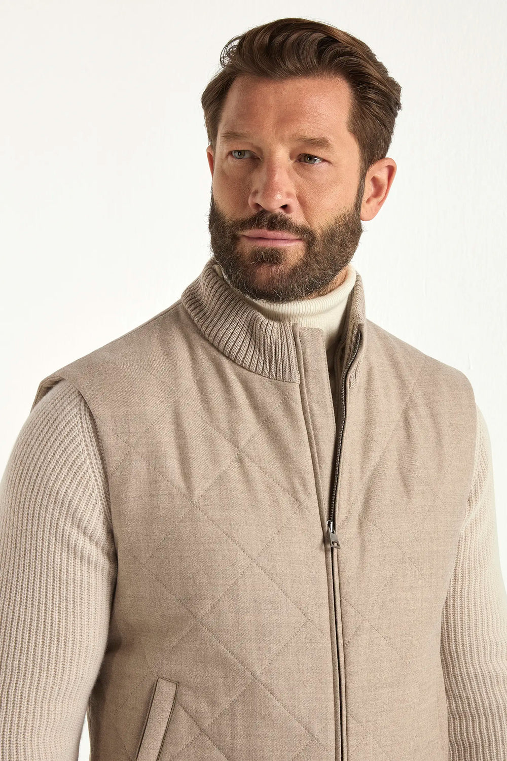 Beige quilted vest - Made in Italy