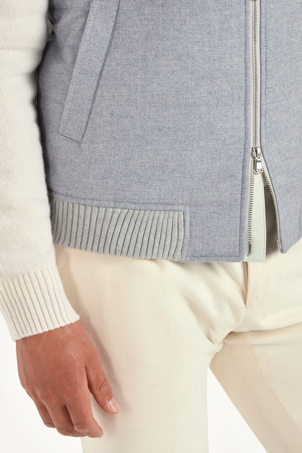 Light blue down vest in wool & cashmere – Made in Italy
