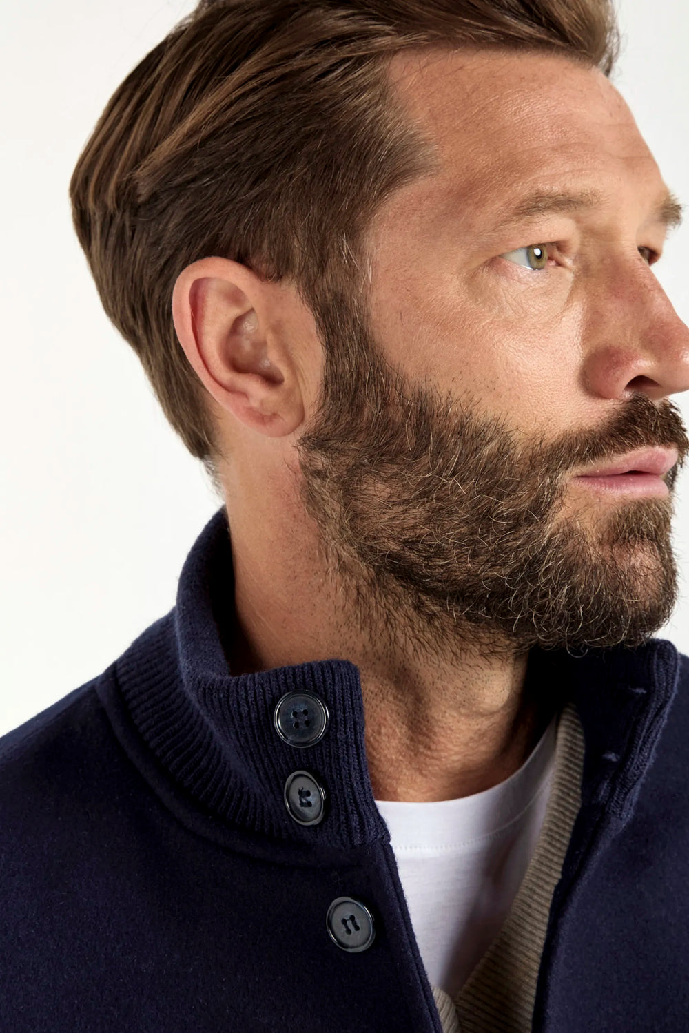 Bomber in flanella di lana Super 180's blu – Made in Italy