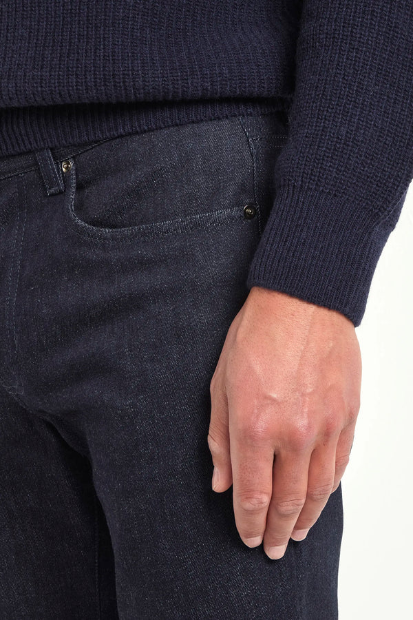 Polo bleu côtelé en mélange de cachemire – Made in Italy