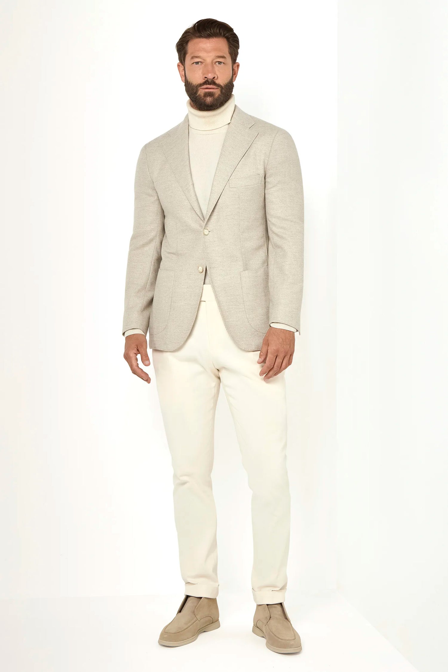 Giacca beige a spina di pesce - Made in Italy