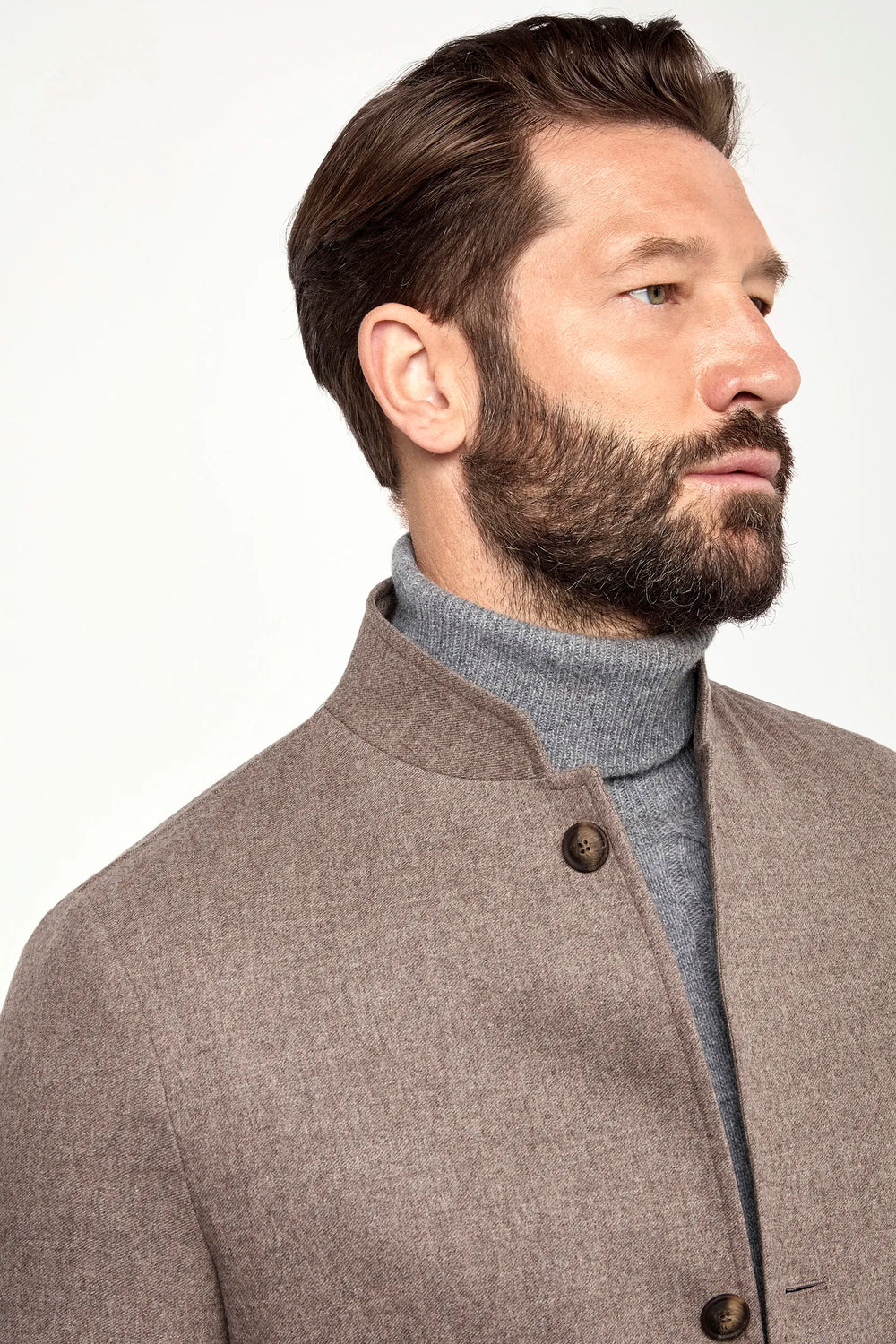 Taupe flannel coreana jacket - Made in Italy