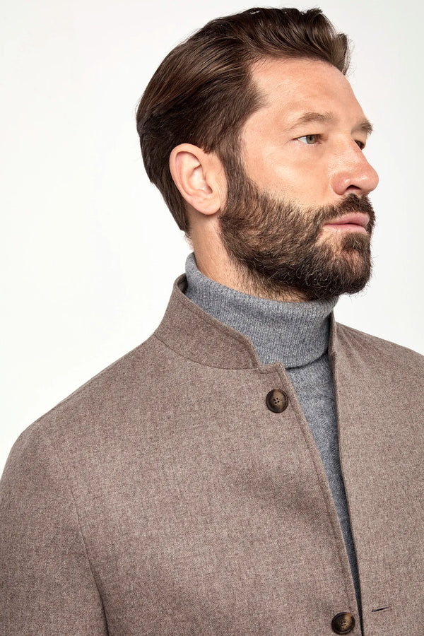 Taupe flannel coreana jacket - Made in Italy