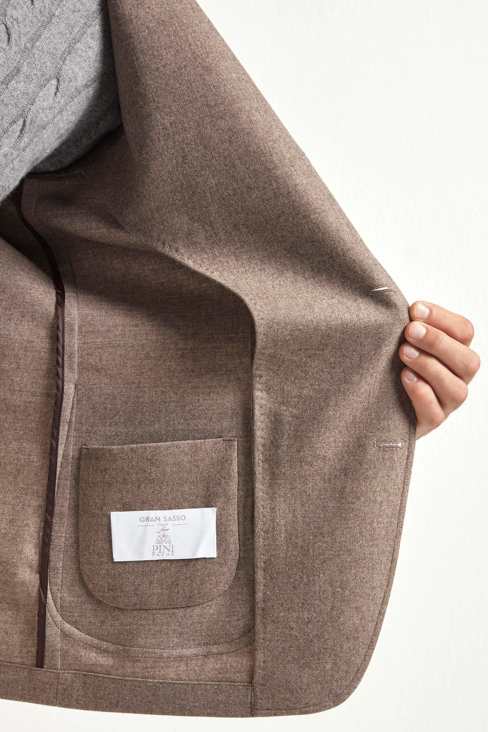 Taupe flannel coreana jacket - Made in Italy