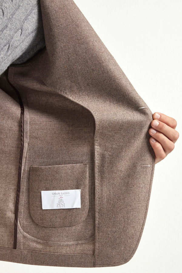 Taupe flannel coreana jacket - Made in Italy