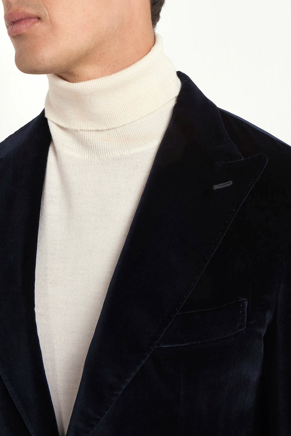 Navy blue velvet jacket - Made in Italy