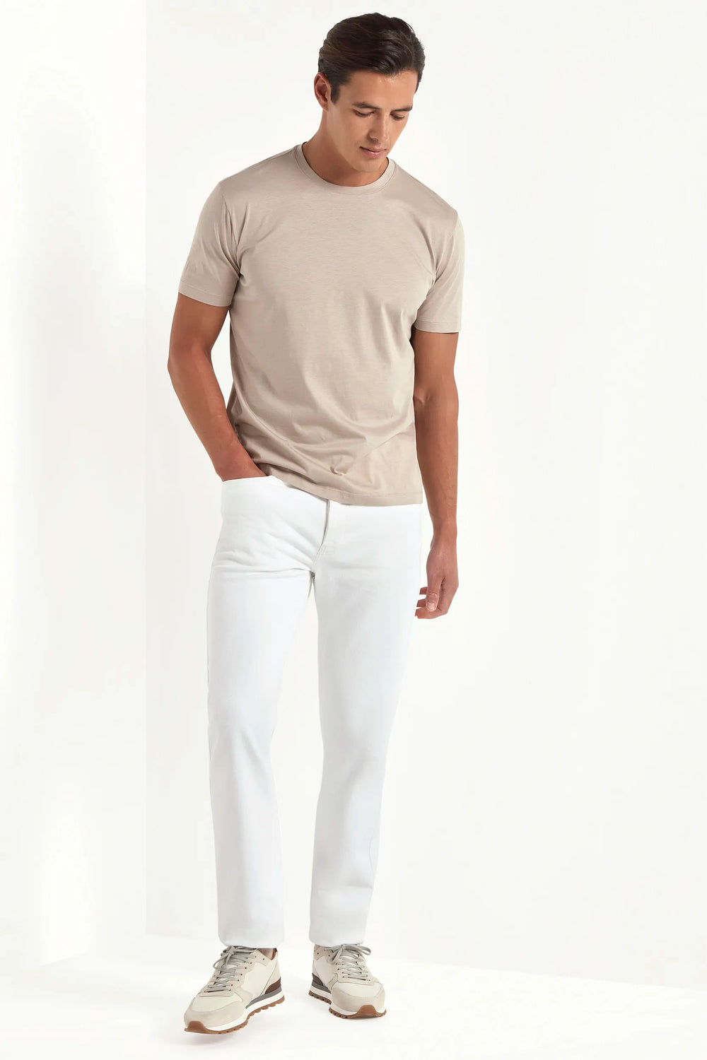 Taupe jersey t-shirt - Made in Italy