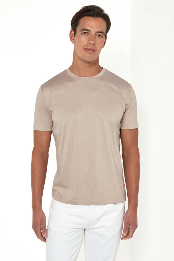 Taupe jersey t-shirt - Made in Italy