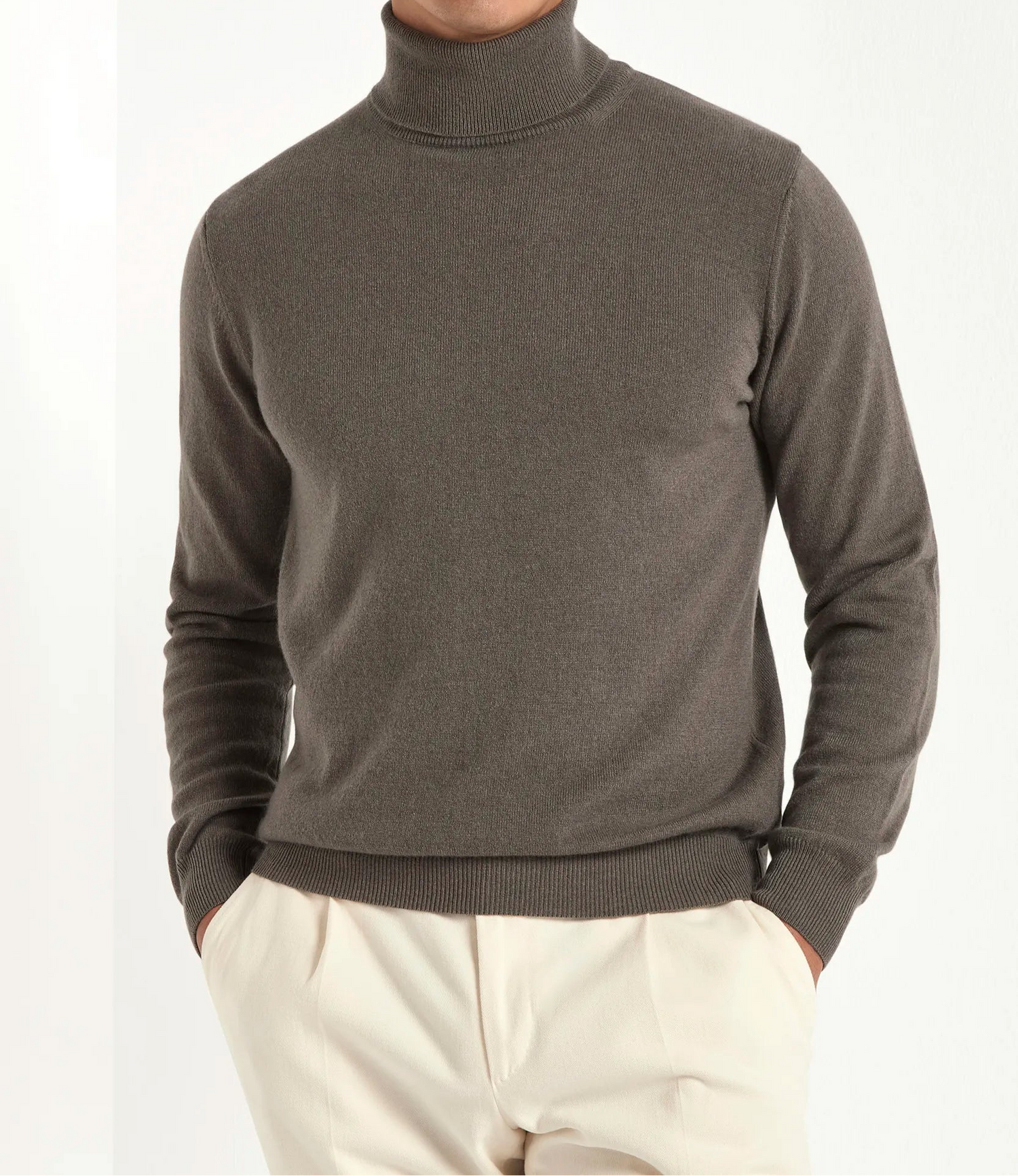 Dark taupe cashmere turtleneck – Made in italy