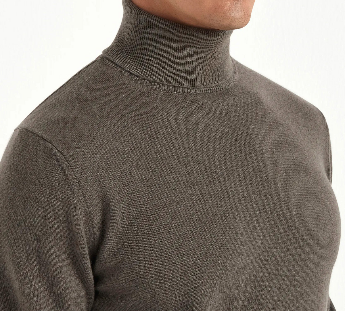 Dark taupe cashmere turtleneck – Made in italy