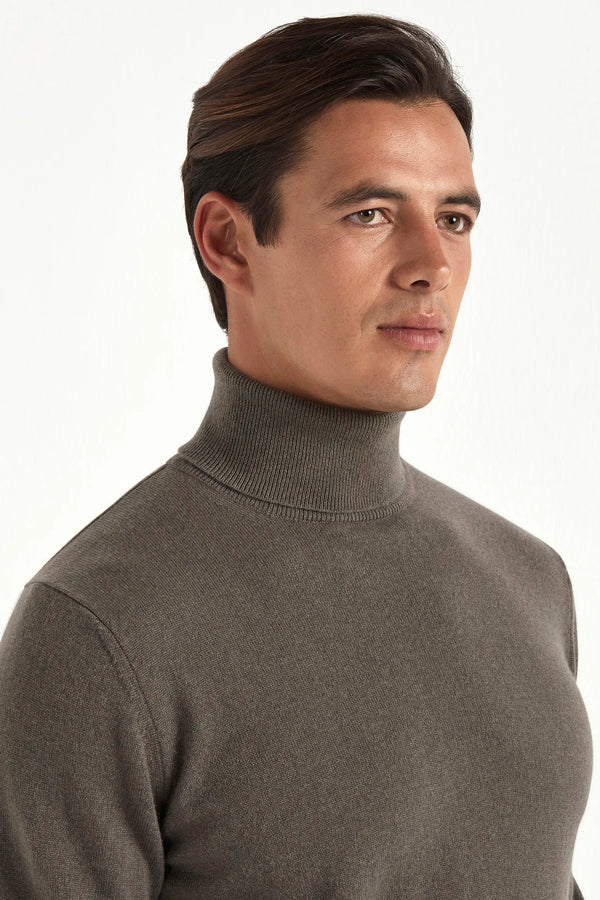 Dark taupe cashmere turtleneck – Made in italy