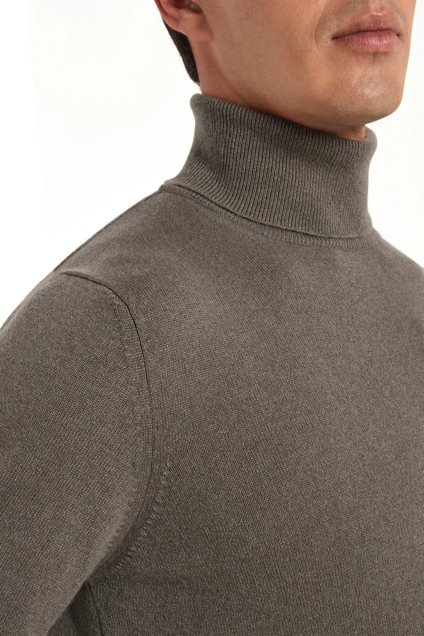 Dark taupe cashmere turtleneck – Made in italy