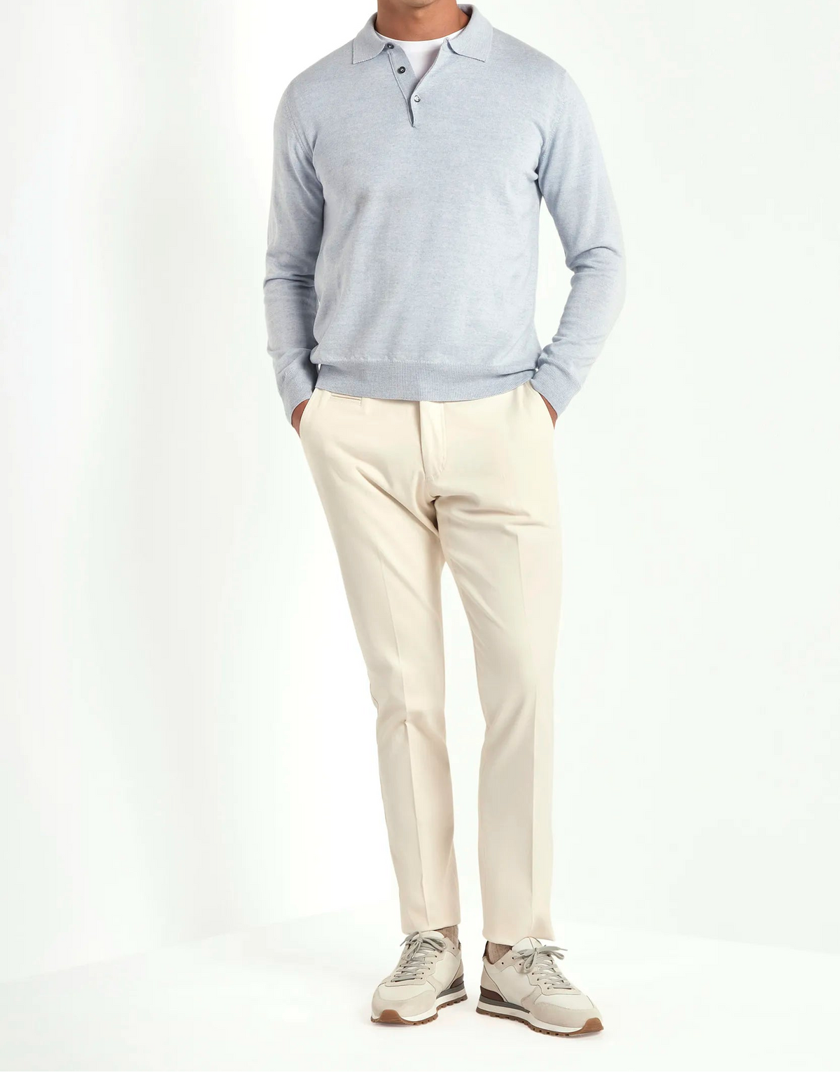 merino wool polo, light blue polo, italian style, made in italy, 100% merino wool polo, lightweight knit polo, luxury knit polo, elegant polo shirt, refined menswear polo, premium italian knitwear, smart casual polo, versatile winter layering, fine merino polo, tailored fit polo, breathable wool polo, soft merino knit polo, upscale polo shirt, italian craftsmanship polo, winter polo layering, polished knit polo