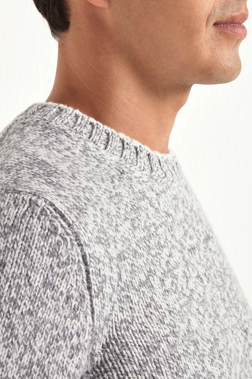 Girocollo mouline grigio chiaro - Made in Italy